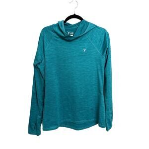Old Navy Hoodie Womens Large Blue Teal Heather Active Go-Dry Thumbholes Thin